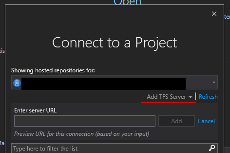 connecting to team foundation server in visual studio for mac